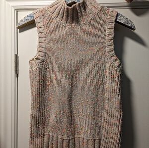 Anthropologie Sleeveless Turtleneck Sweater Vest – Beige Knit, Size Small R1